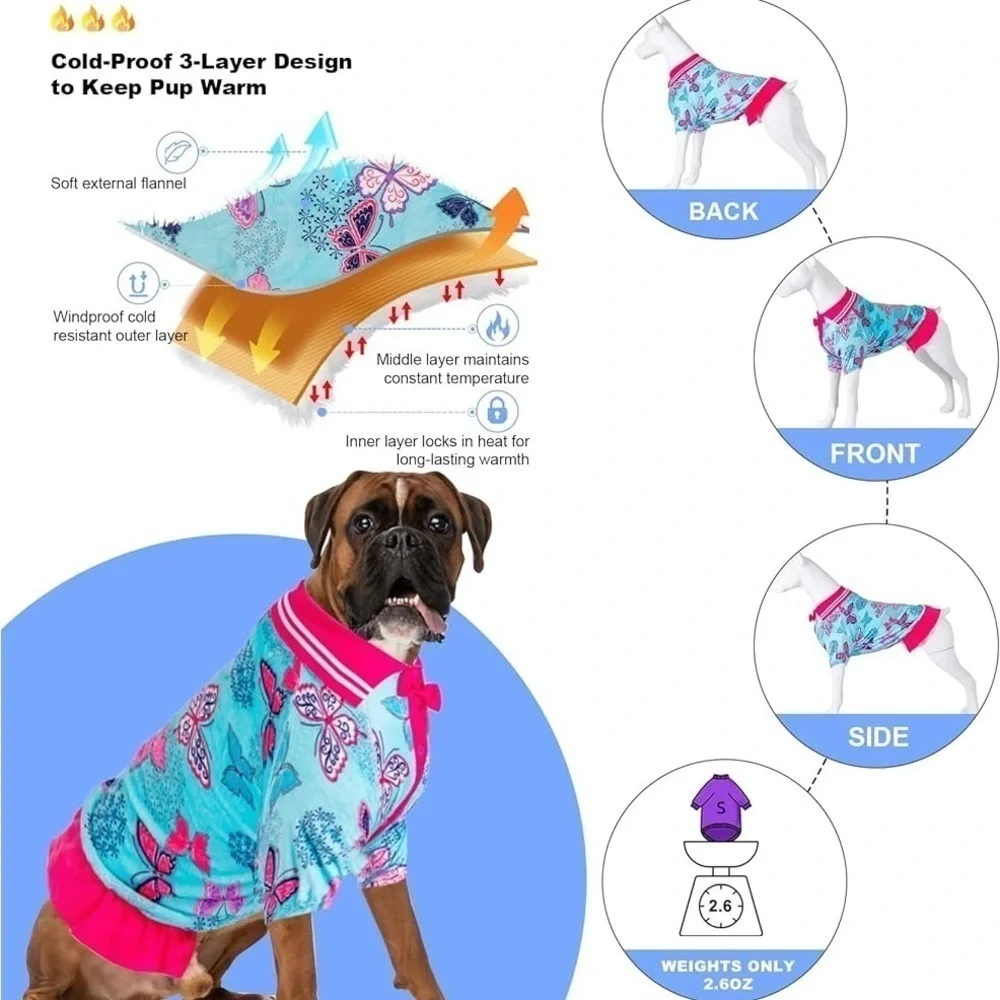 LovinPet Dog Soft Fleece Warm Winter Bird Print Pajama Jacket X-Large NWT